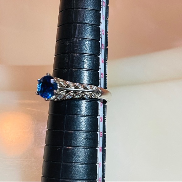 🦋Rich Deep Blue 1ctw Solitaire set High in Vintage Style Sterling Silver! - Picture 10 of 14